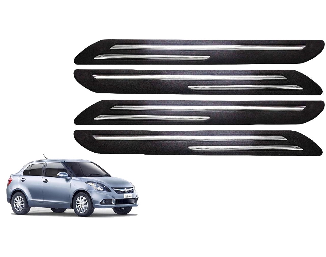 Car Bumper Guard/Bumper Protector Compatible with MARUTI DRIZE 2015 (Set of 4 Pcs)