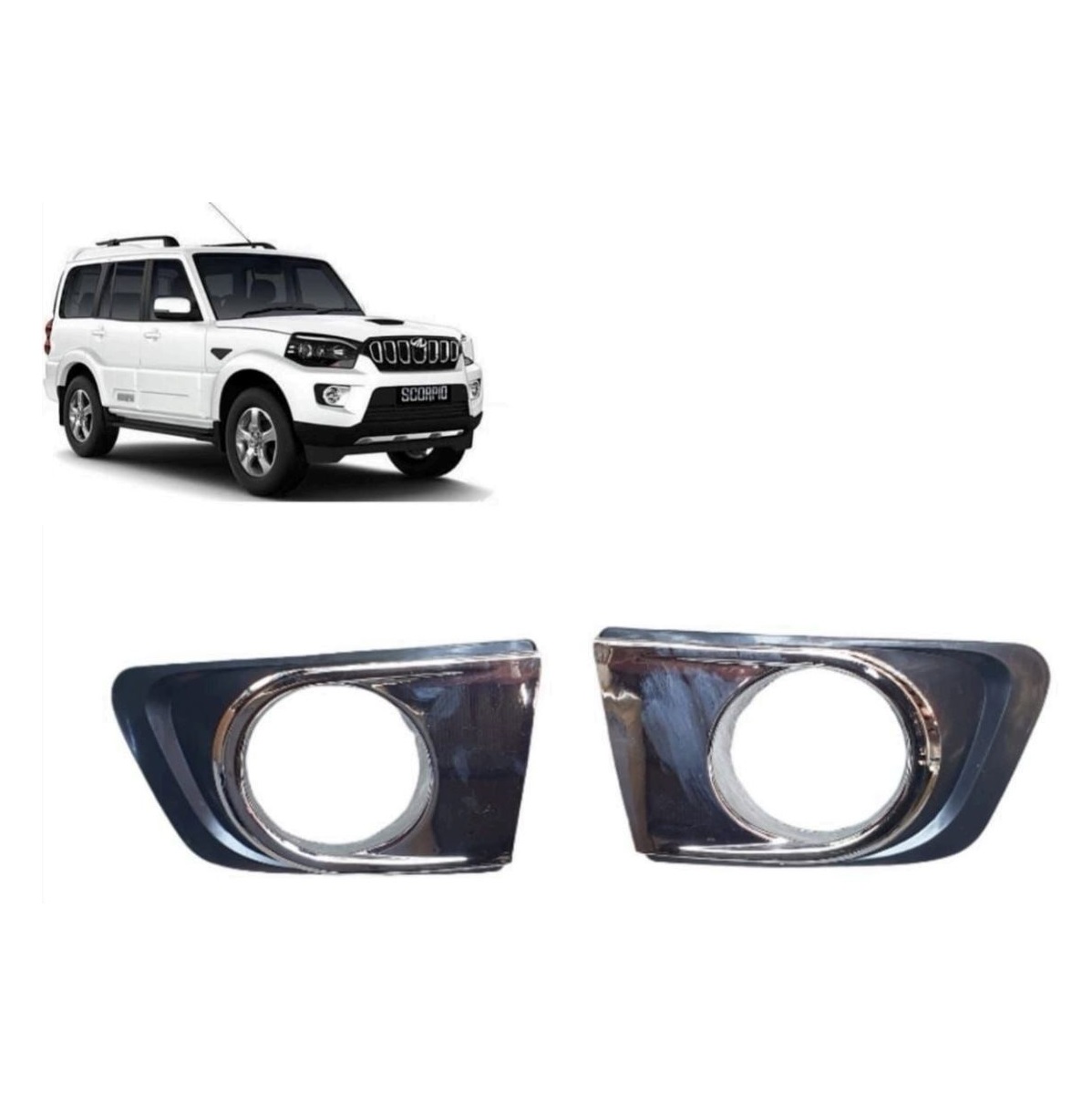 Fog Lamp Cover/Grill O.E Type Compatible With Mahindra Scorpio S11 With Chrome ( Set Front Right and Left Side)