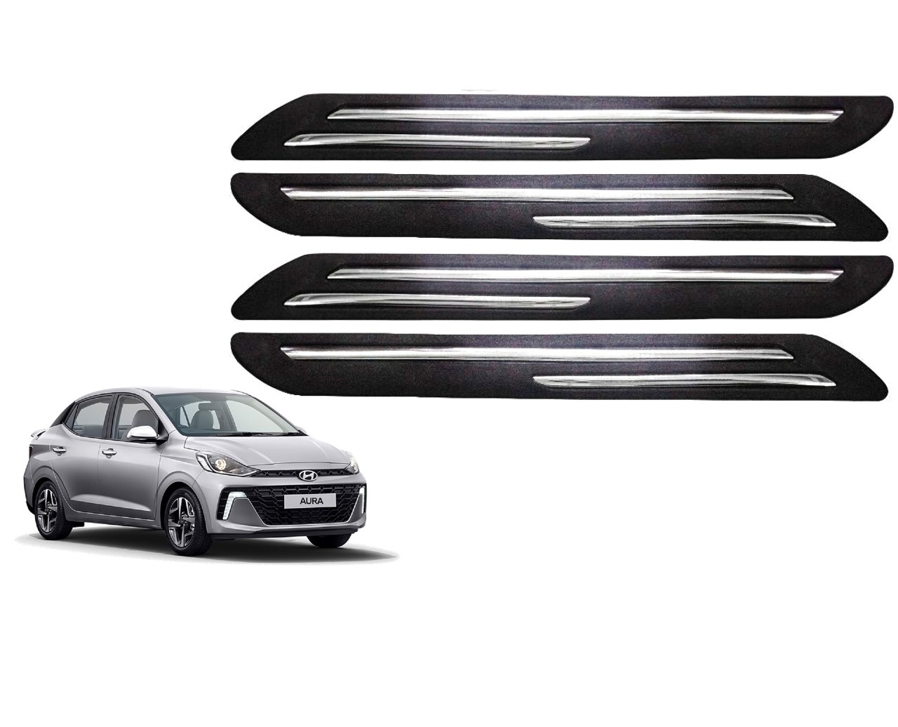 Car Bumper Guard/Bumper Protector Compatible with HYUNDAI AURA (Set of 4 Pcs)