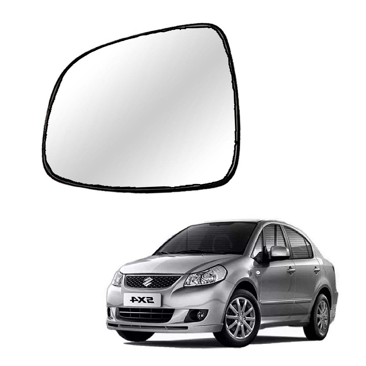 Car Left Side View Mirror Glass For Maruti Sx4 2007 To 2012 Model Type-1