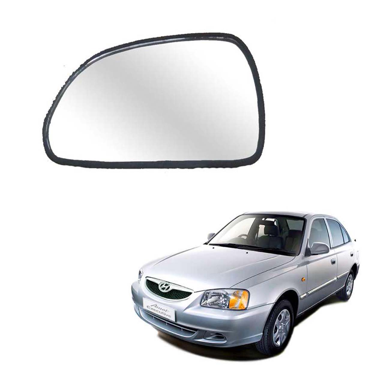 Car Left Side View Mirror Glass For Hyundai Accent 2001 To 2013 Old Model