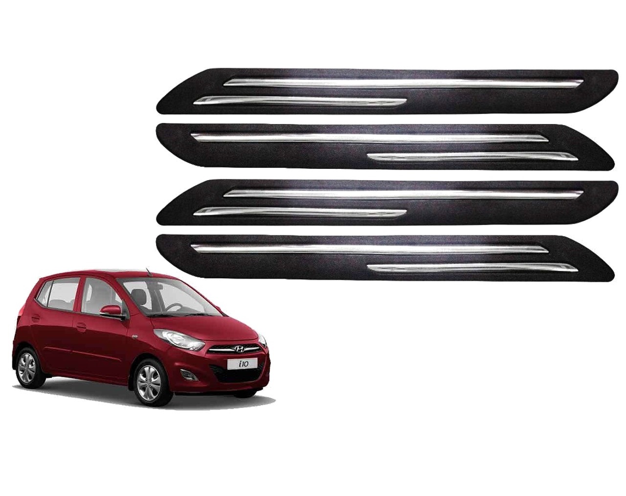 Car Bumper Guard/Bumper Protector Compatible with HYUNDAI I10 2010 (Set of 4 Pcs)