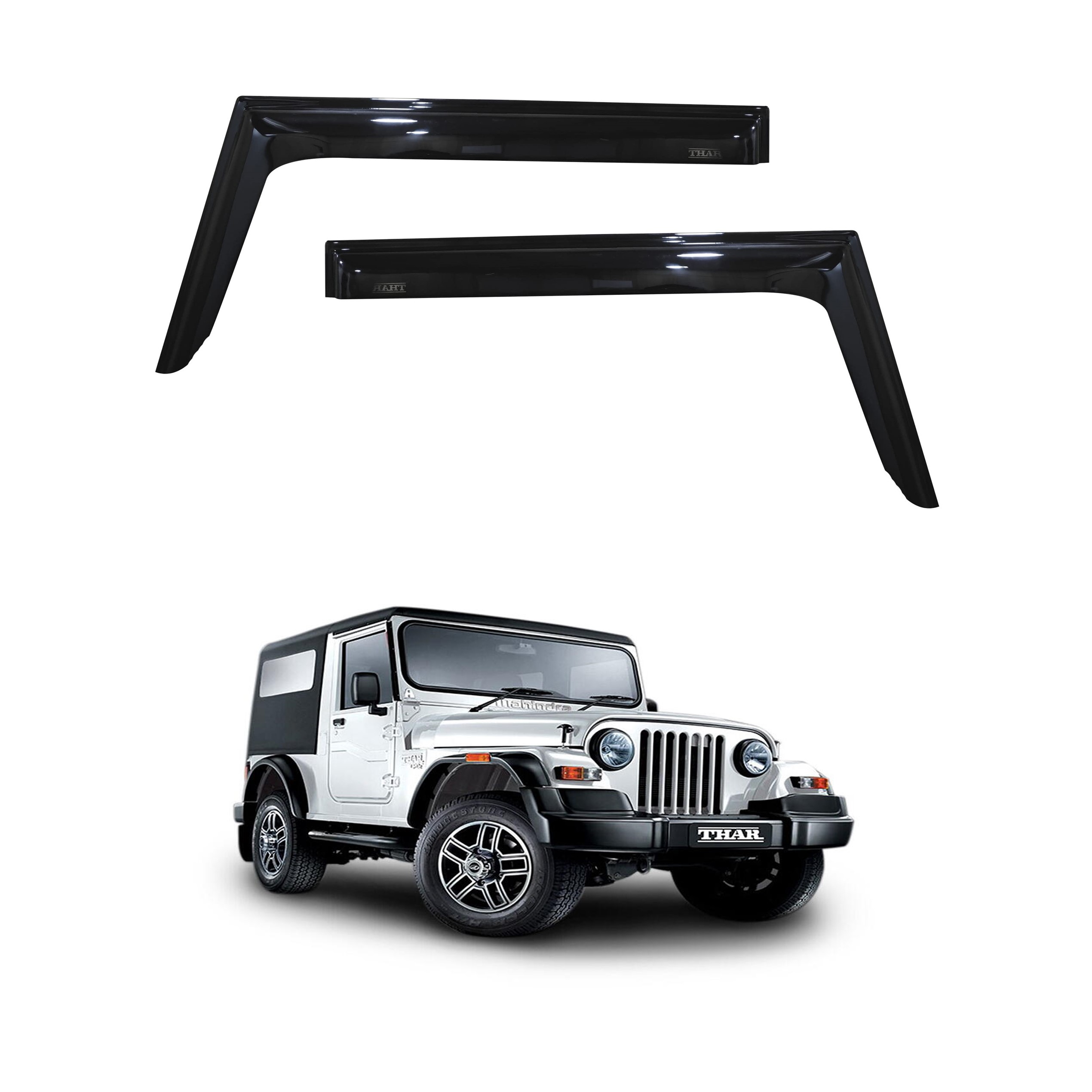 Car Window Rain Door Visor Compatible With Mahindra Thar Old Model Set Of 2 Pcs.