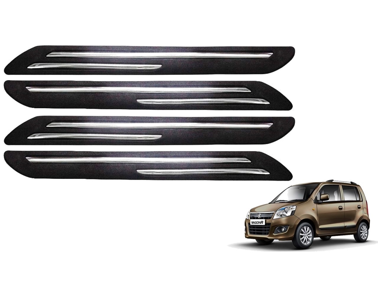 Car Bumper Guard/Bumper Protector Compatible with MARUTI WAGON R 2010 (Set of 4 Pcs)