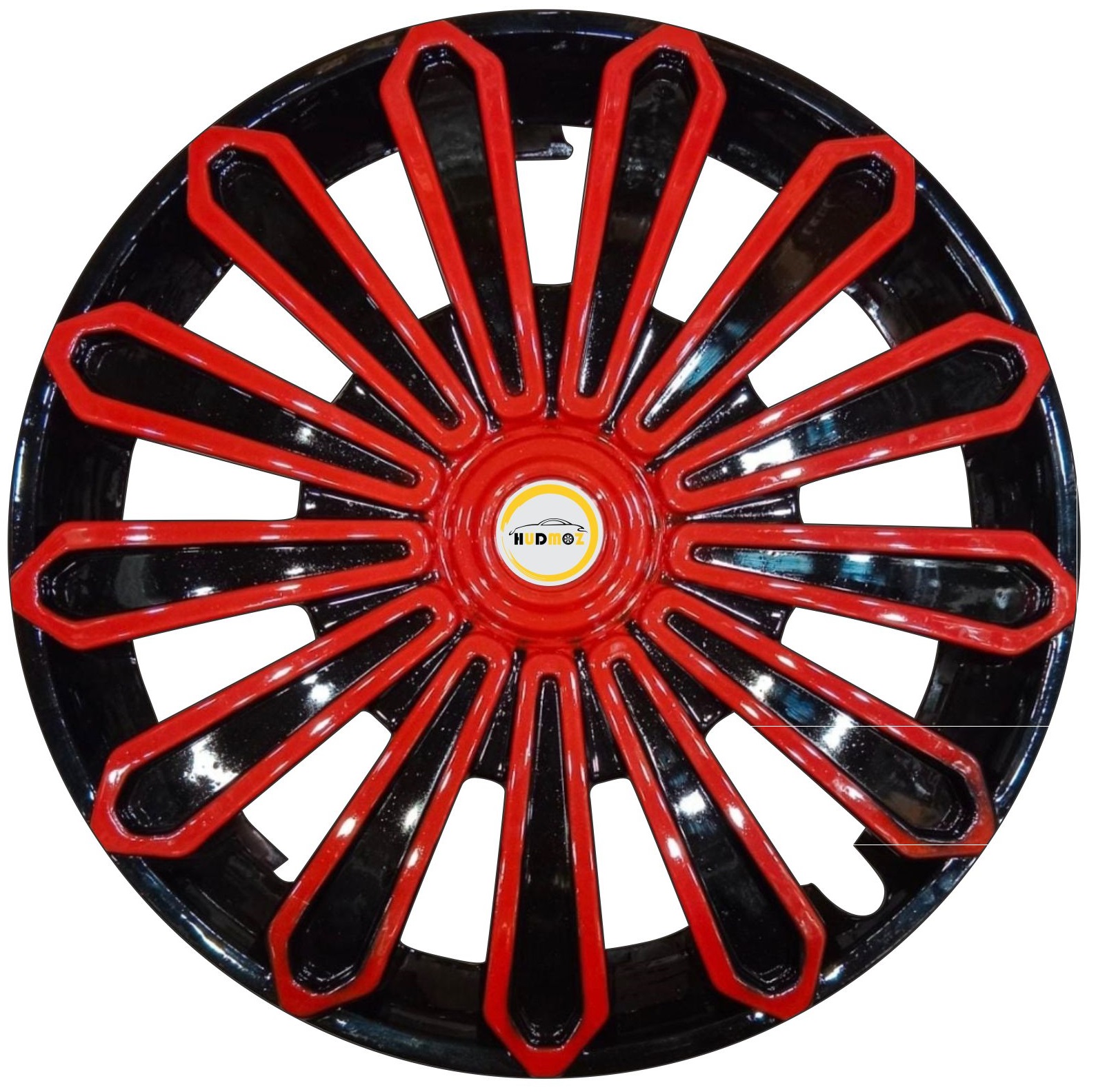 Car Universal Wheel Cover I HubCaps I (Finch Red Black) Compatible With (R - 14'' Inches Rim Size)