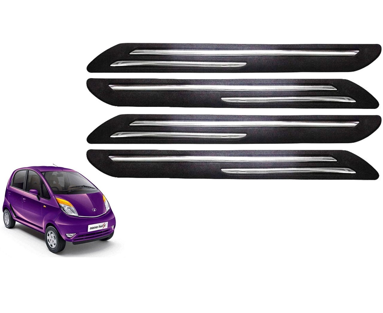 Car Bumper Guard/Bumper Protector Compatible with TATA NANO TWIST (Set of 4 Pcs)