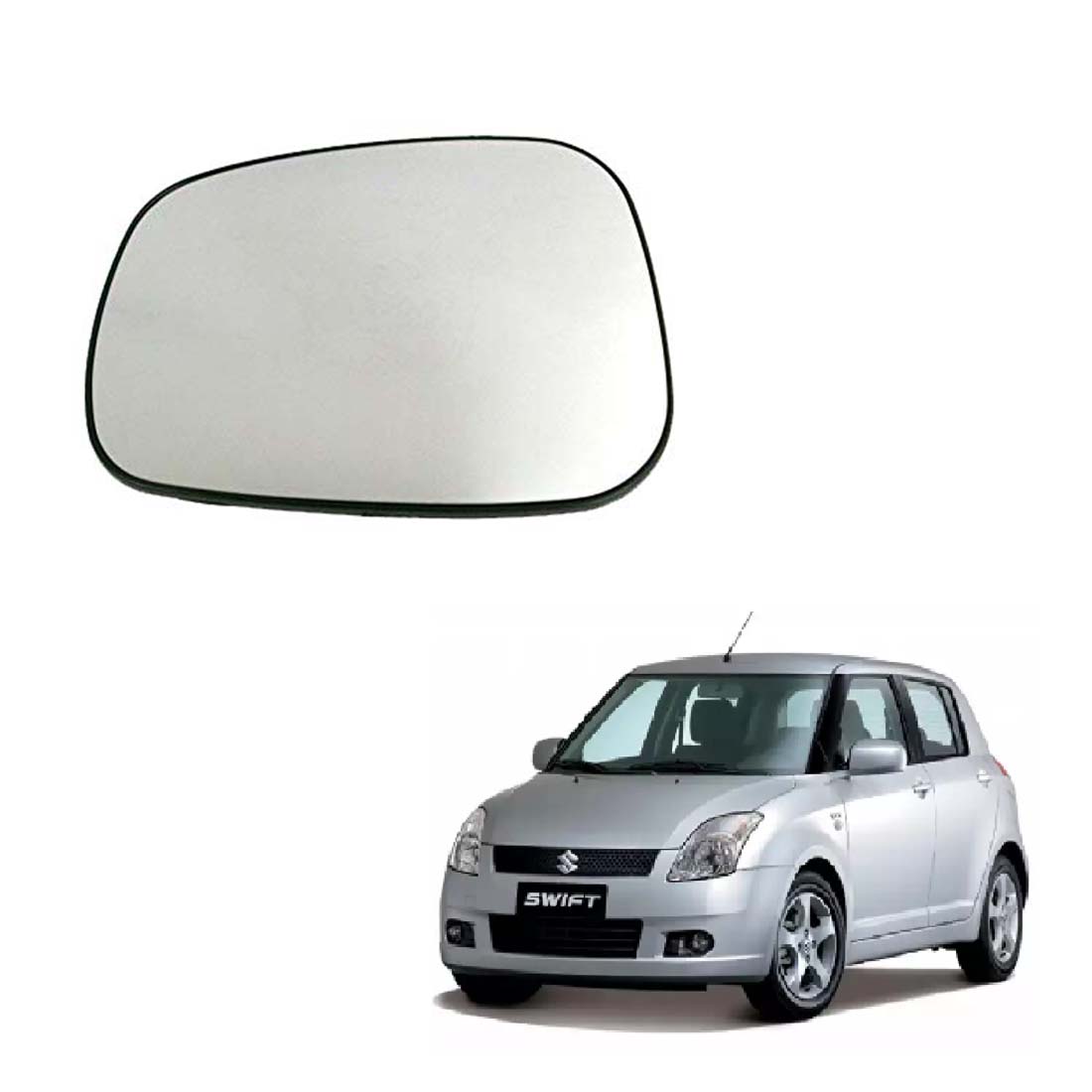 Car Left Side View Mirror Glass For Maruti Swift 2007 To 2011 Model Type 2