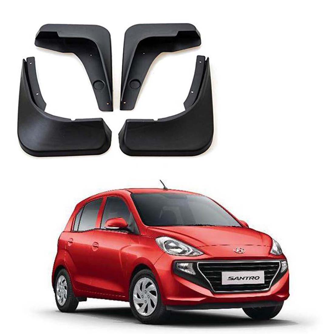 Car Mud Flap/Guard for Hyundai New Santro 2018 To 2021 Model (Set of 4 Pcs.)