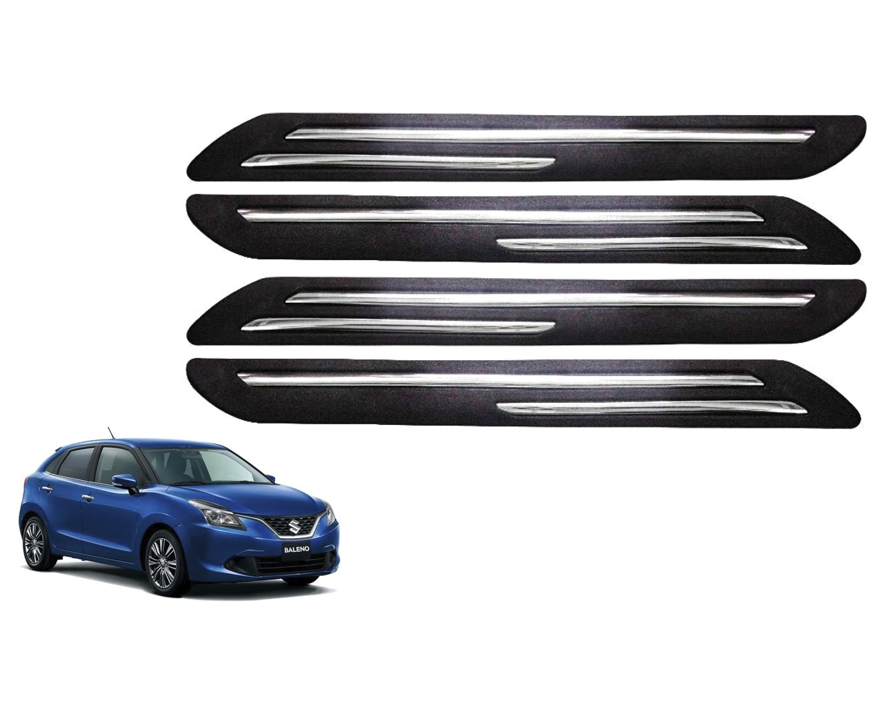 Car Bumper Guard/Bumper Protector Compatible with MARUTI BALENO 2015   (Set of 4 Pcs)