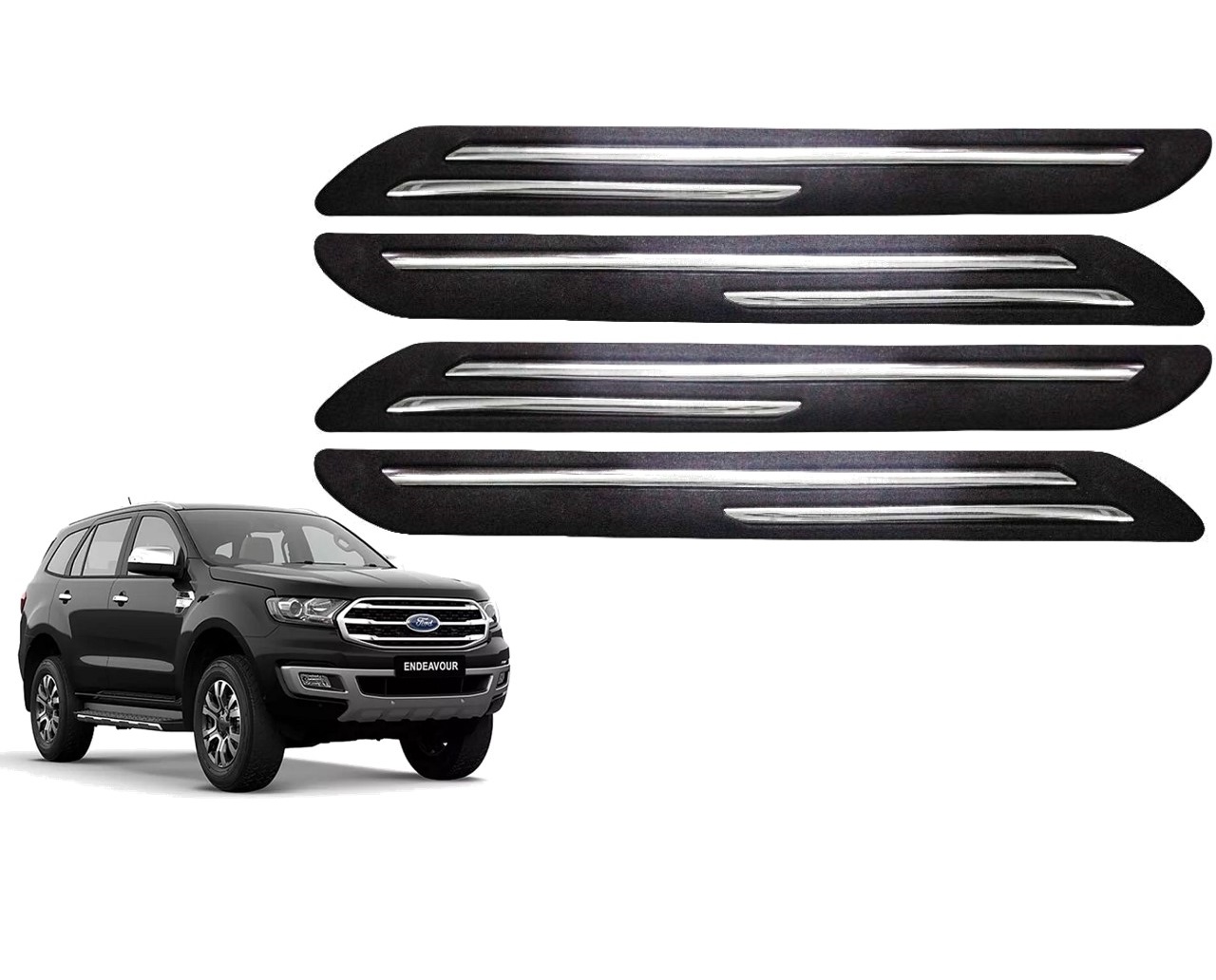 Car Bumper Guard/Bumper Protector Compatible with FORD ENDEAVOUR (Set of 4 Pcs)