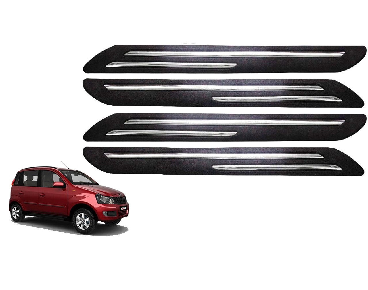 Car Bumper Guard/Bumper Protector Compatible with MAHINDRA QUANTO (Set of 4 Pcs)