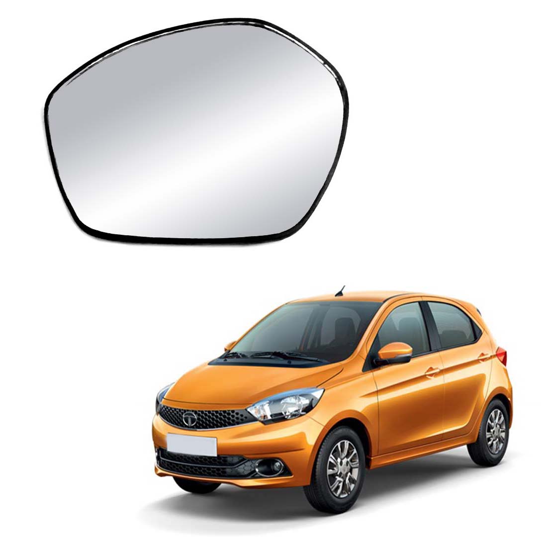 Car Left Side View Mirror Glass For Tata Tiago 2015 To 2021 Model