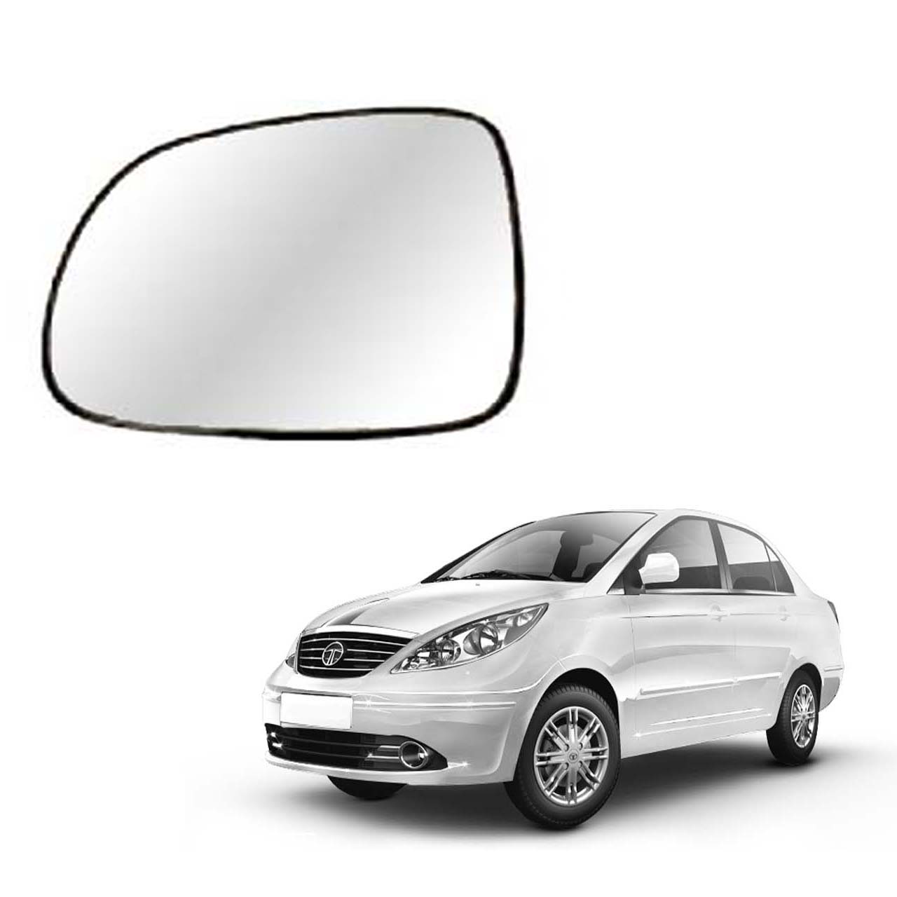 Car Left Side View Mirror Glass For Tata Manza 2009 To 2015 Model