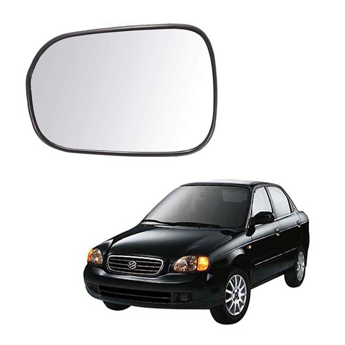 Car Left Side View Mirror Glass For Maruti Baleno 2000 To 2007 Old Model