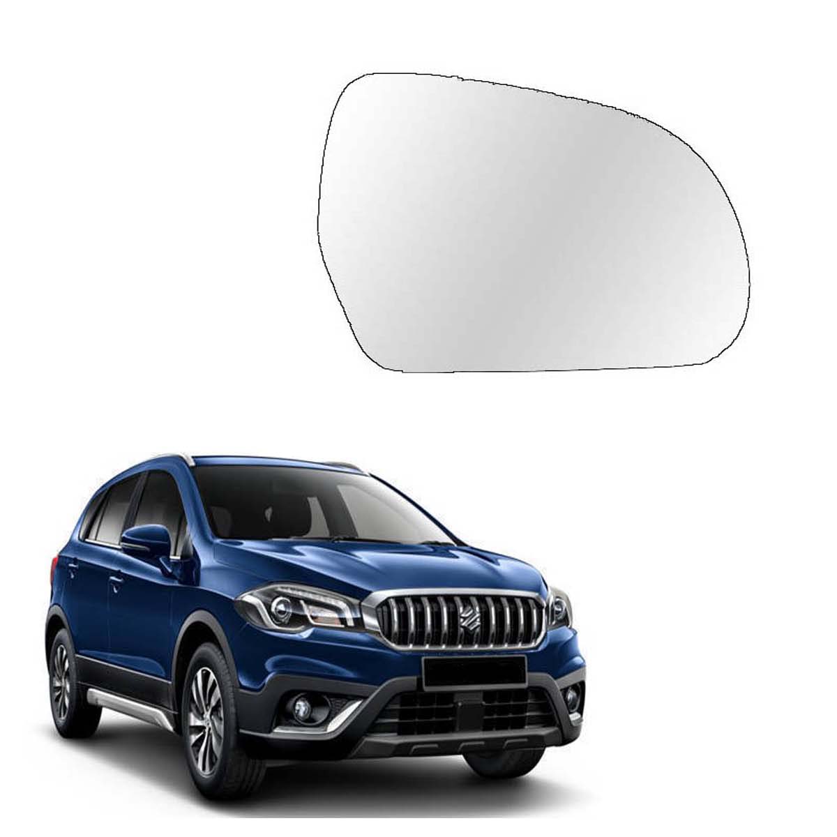 Car Right Side View Mirror Glass For Maruti S-Cross 2017 To 2020 Model Type 2