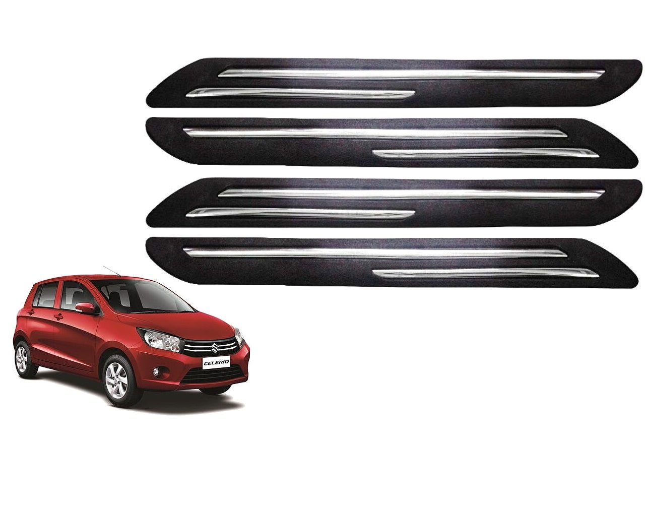 Car Bumper Guard/Bumper Protector Compatible with MARUTI CELERIO 2013 (Set of 4 Pcs)