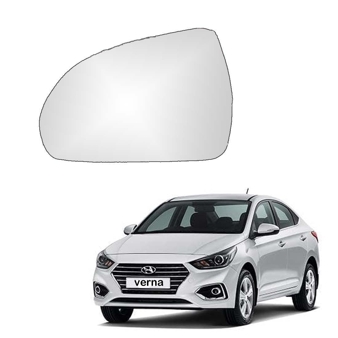 Car Left Side View Mirror Glass For Hyundai Verna Fluidic 2017 To 2022 Model Type-4