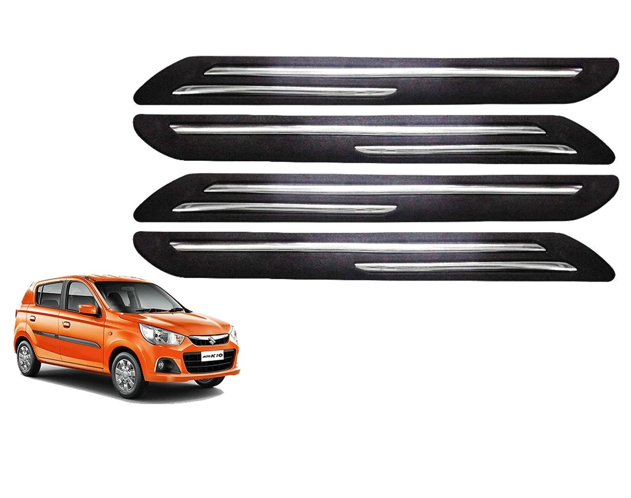 Car Bumper Guard/Bumper Protector Compatible with MARUTI ALTO K10 2014  (Set of 4 Pcs)