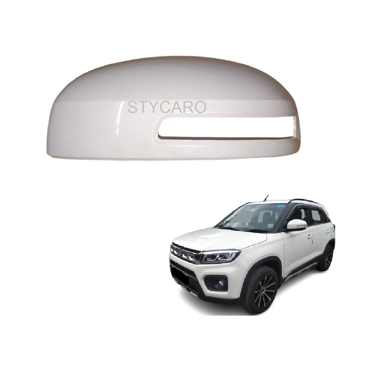 Left (Passenger) Side Mirror Cover/Cap (Indicator Cut Type) compatible with Maruti Vitara Brezza 2016-2023 Model