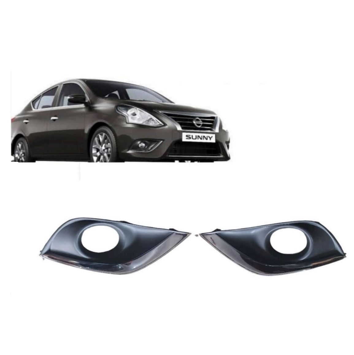 Fog Lamp Cover/Grill O.E Type Compatible With Nissan Sunny Type 2 With Chrome O.E ( Set Front Right and Left Side)