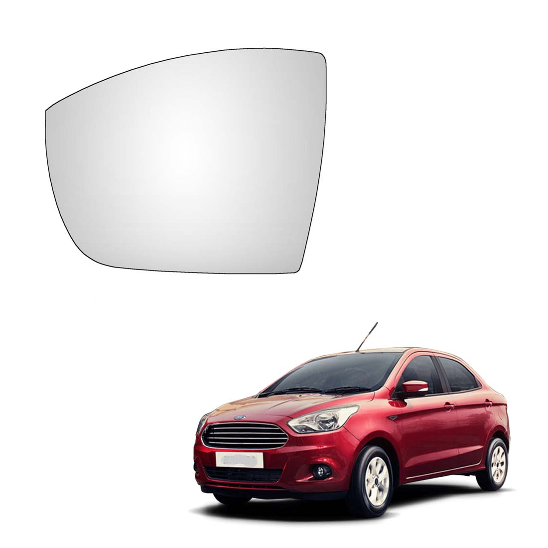 Car Left Side View Mirror Glass For Ford Figo Aspire 2015 To 2021 Model