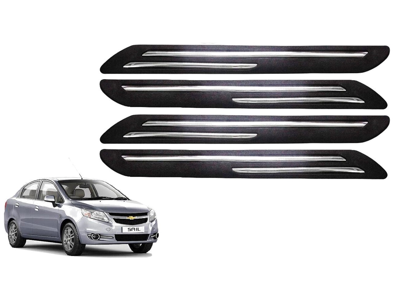 Car Bumper Guard/Bumper Protector Compatible with CHEVROLET SAIL (Set of 4 Pcs)