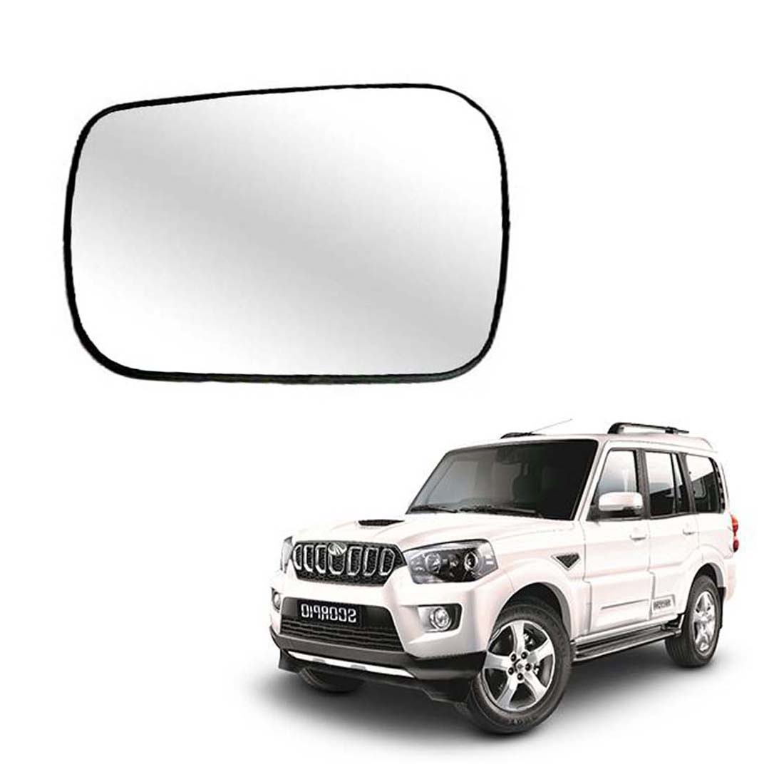 Car Left Side View Mirror Glass For Mahindra Scorpio 2009 To 2021 Model