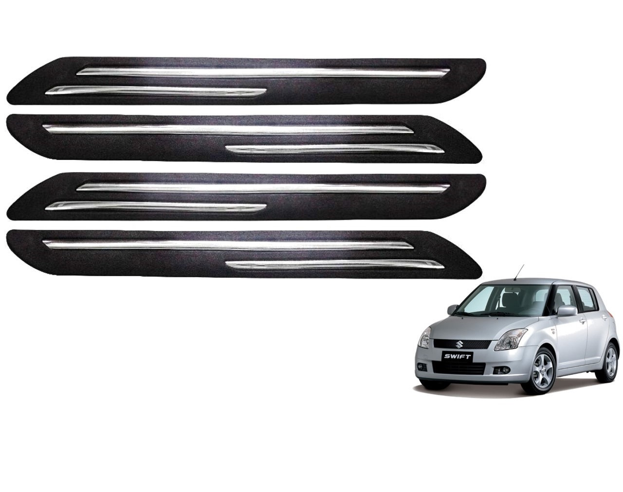 Car Bumper Guard/Bumper Protector Compatible with MARUTI SWIFT 2005 (Set of 4 Pcs)