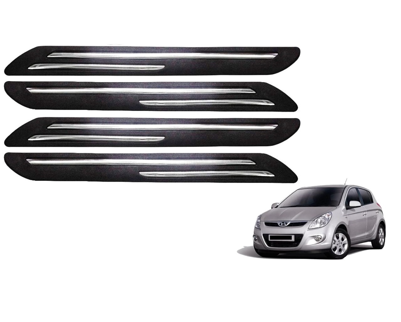 Car Bumper Guard/Bumper Protector Compatible with HYUNDAI I20 2008 (Set of 4 Pcs)