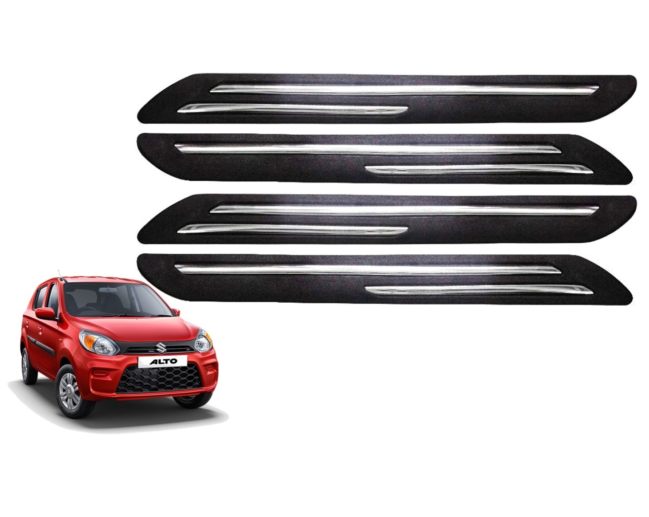 Car Bumper Guard/Bumper Protector Compatible with MARUTI ALTO 800 2019  (Set of 4 Pcs)