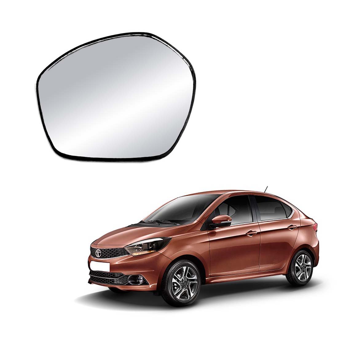 Car Left Side View Mirror Glass For Tata Tigor 2015 To 2021 Model