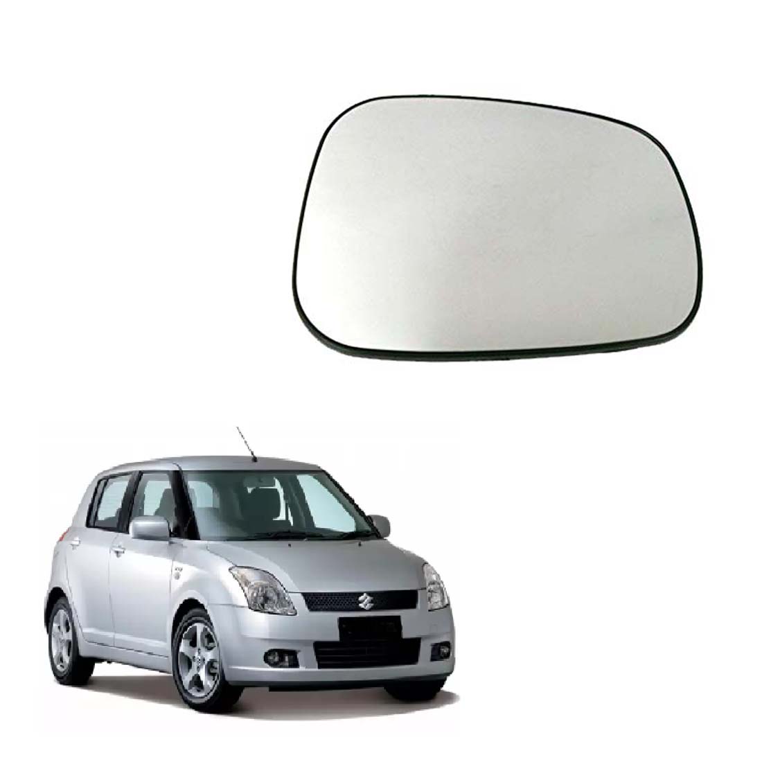 Car Right Side View Mirror Glass For Maruti Swift 2007 To 2011 Model Type 2