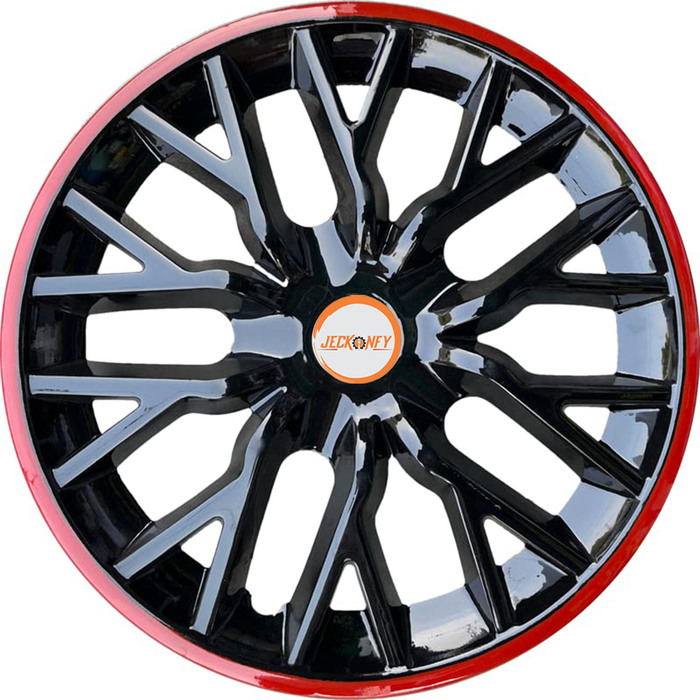 Car Wheel Cover Universal Delta Black And Red Circle Color Design Available 12'' 13'' 14'' 15'' inches Size Compatible With - R12 INCH Wheel Size