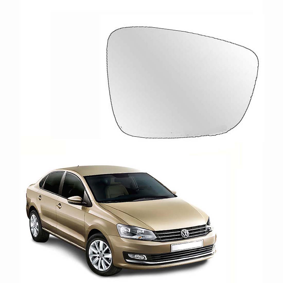 Car Right Side View Mirror Glass For Volkswagen VW Vento 2015 To 2021 Model Type-2