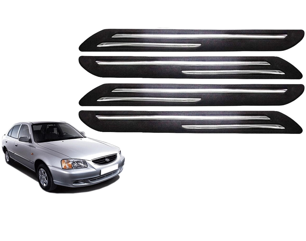 Car Bumper Guard/Bumper Protector Compatible With Hyundai Accent (Set of 4 Pcs)