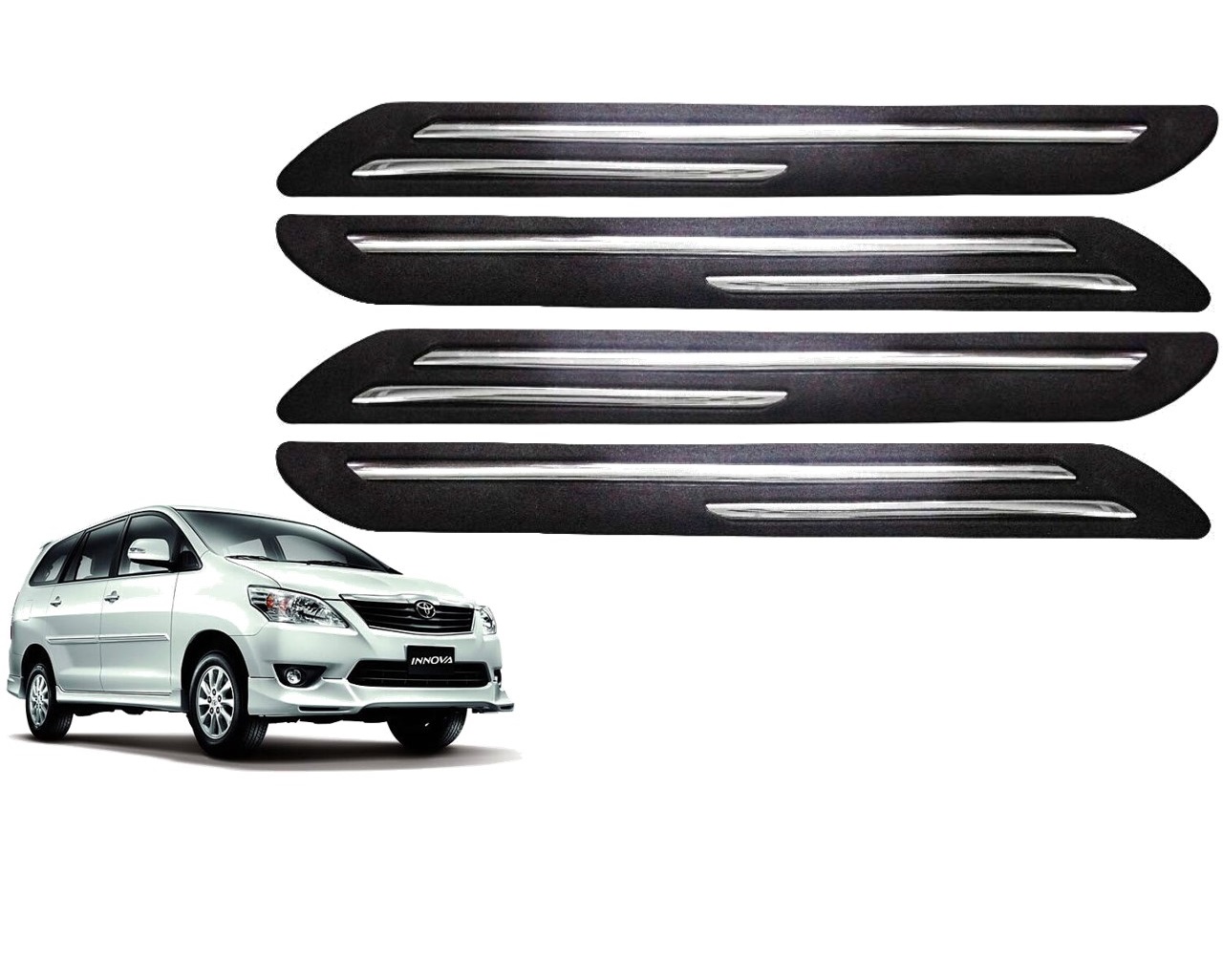 Car Bumper Guard/Bumper Protector Compatible with TOYOTA INNOVA 2012 (Set of 4 Pcs)