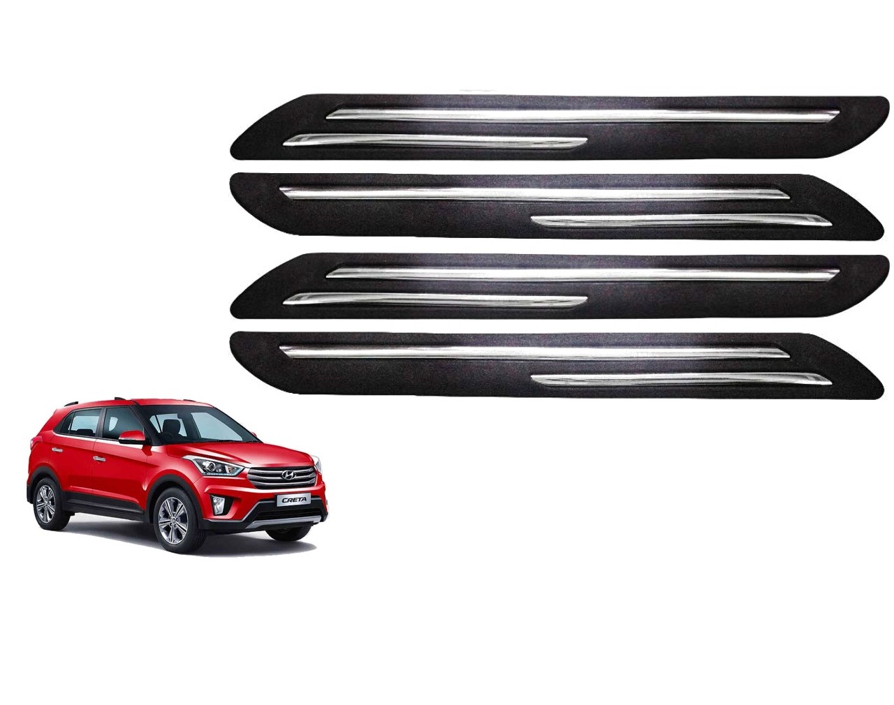 Car Bumper Guard/Bumper Protector Compatible with HYUNDAI CRETA 2015   (Set of 4 Pcs)