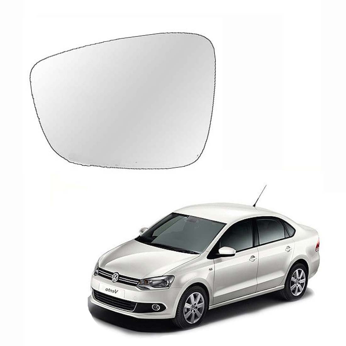 Car Left Side View Mirror Glass For Volkswagen VW Vento 2010 To 2015 Model Type-1