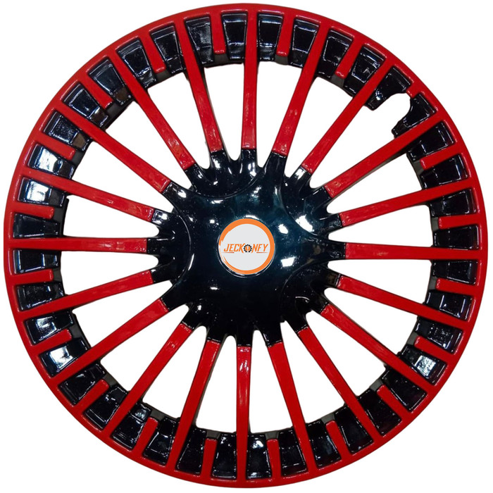 Car Wheel Cover Universal Spike Red And Black Color Design Available 14'' 15'' inches Size Compatible With - R14 INCH Wheel Size