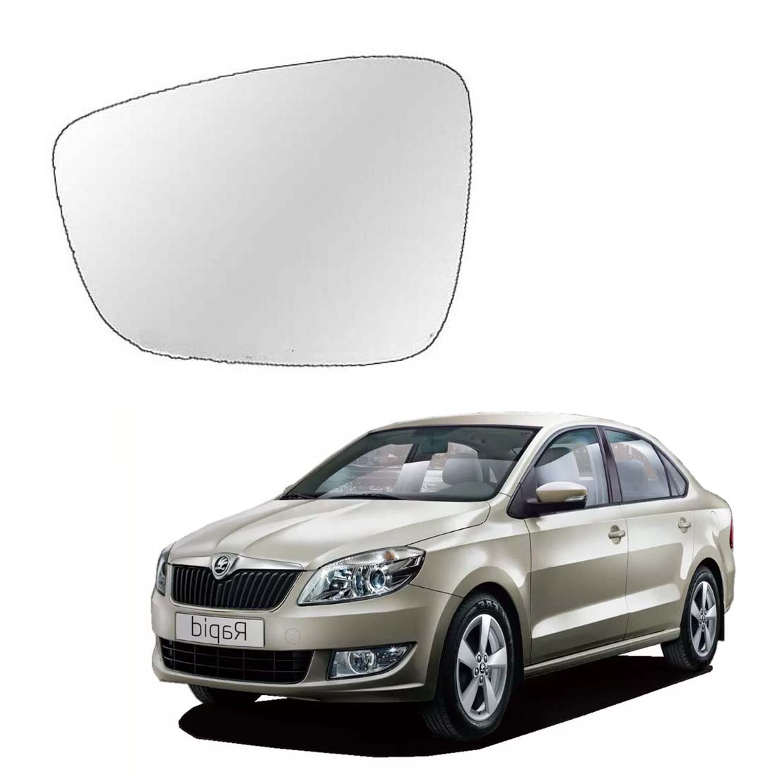 Car Left Side View Mirror Glass For Skoda Rapid 2011 To 2016 Model Type-1