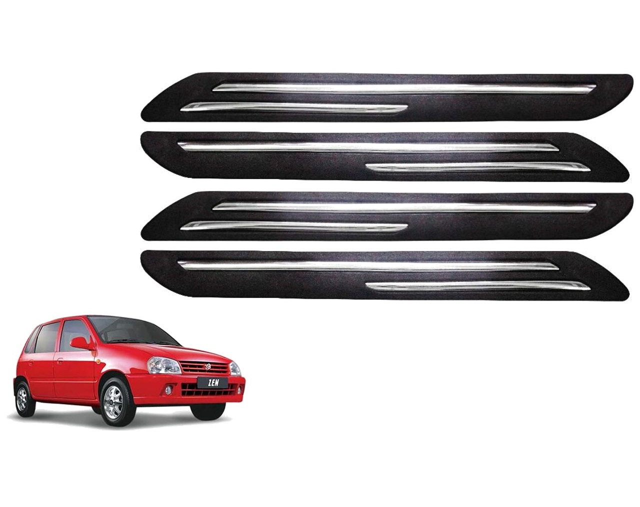 Car Bumper Guard/Bumper Protector Compatible with MARUTI ZEN (Set of 4 Pcs)