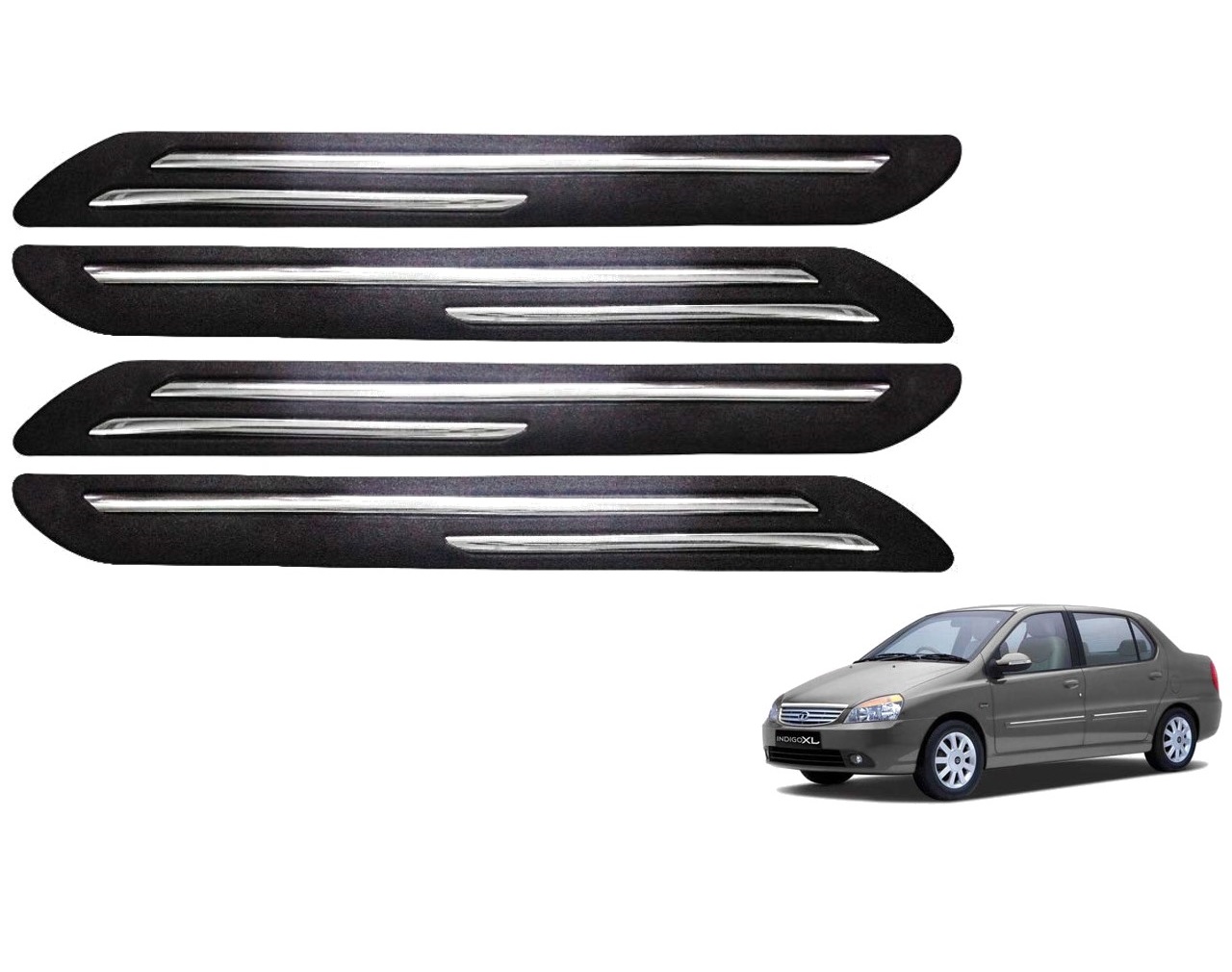 Car Bumper Guard/Bumper Protector Compatible with TATA INDIGO (Set of 4 Pcs)