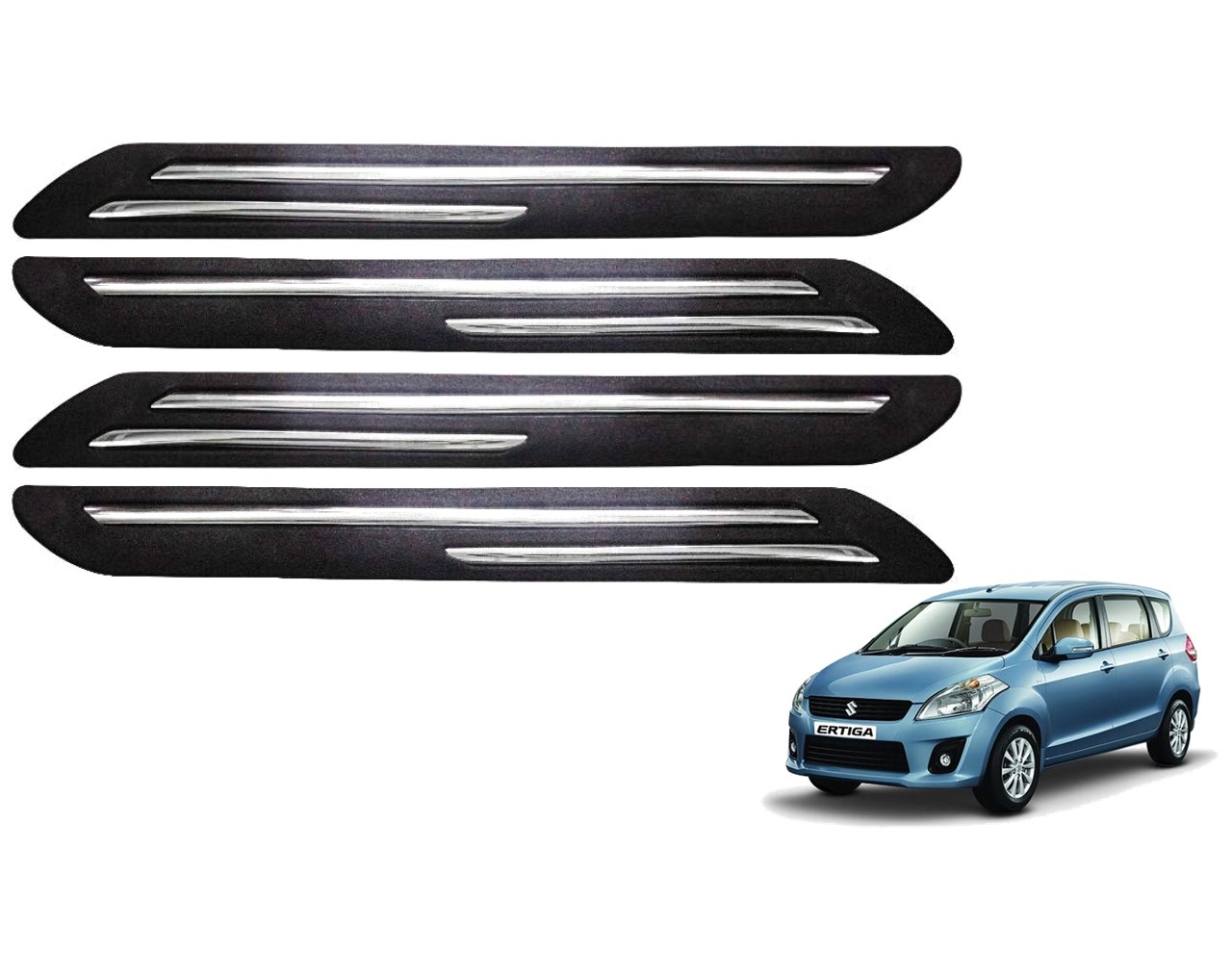 Car Bumper Guard/Bumper Protector Compatible with  MARUTI ERTIGA 2012 (Set of 4 Pcs)