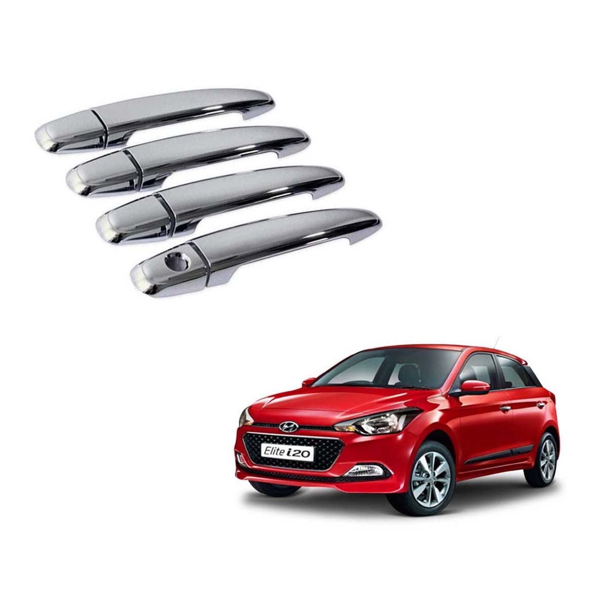 Car Chrome Door Handle Cover For Hyundai Elite i20 2014 To 2018 Model (Set of 4)