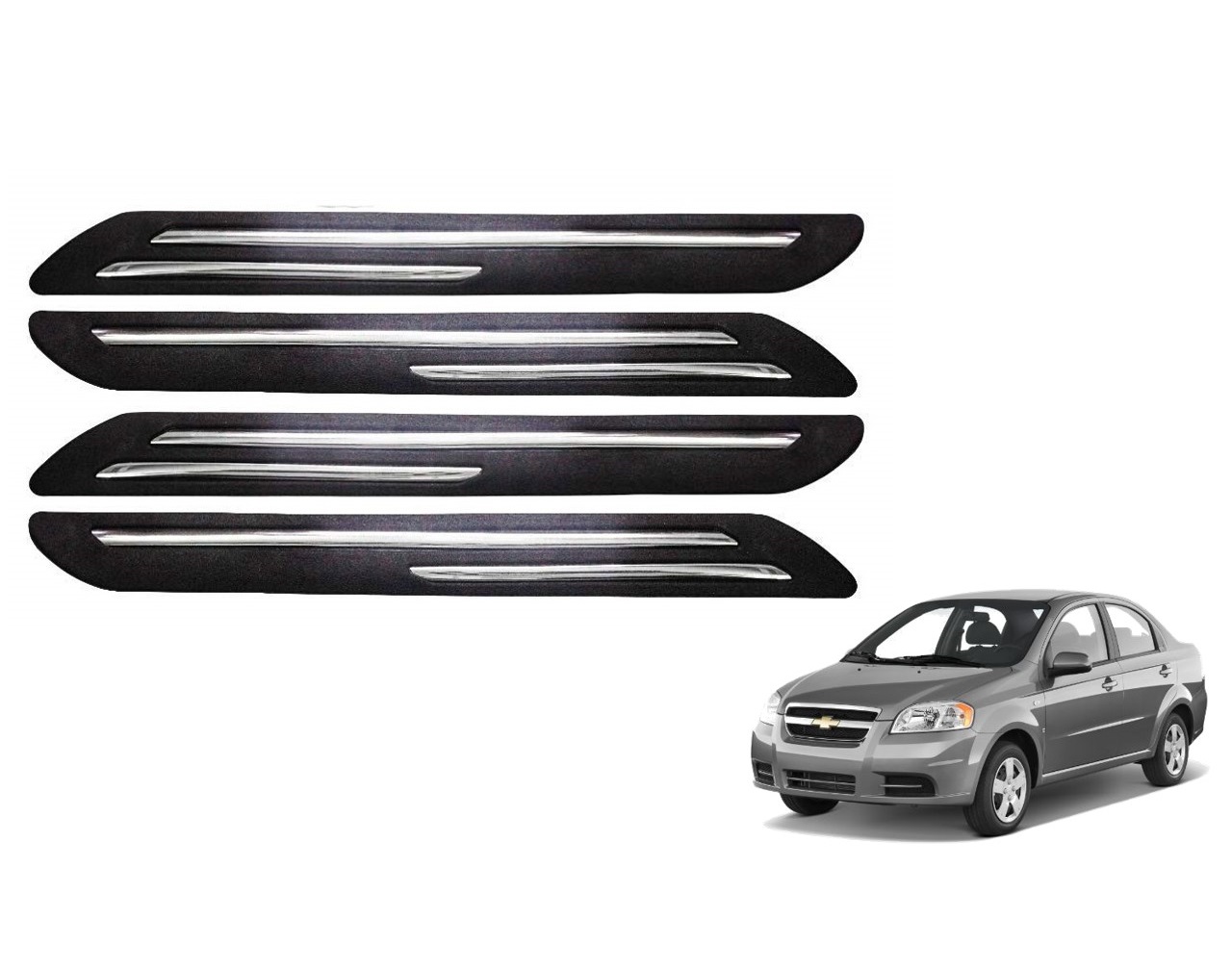 Car Bumper Guard/Bumper Protector Compatible with CHEVROLET AVEO (Set of 4 Pcs)