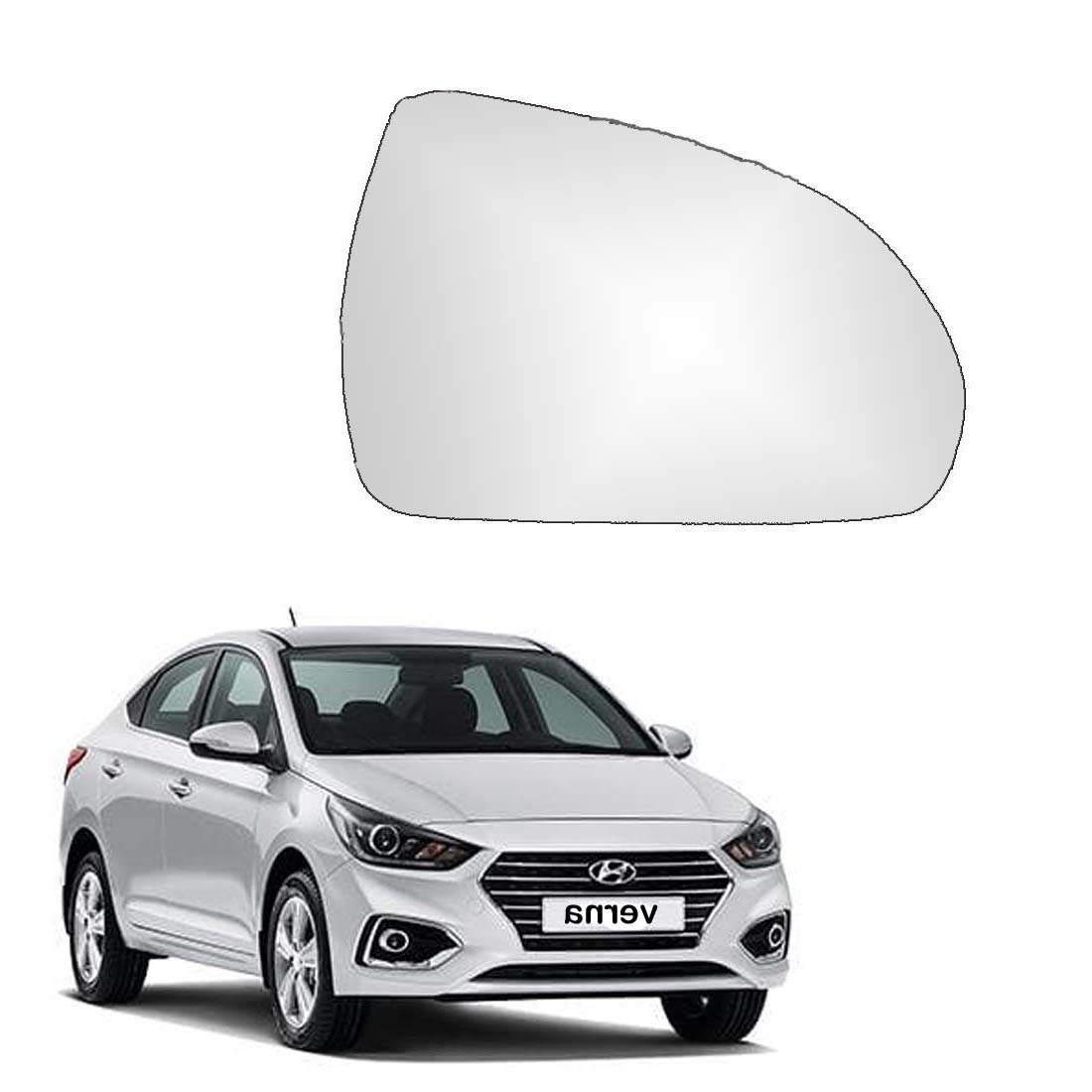 Car Right Side View Mirror Glass For Hyundai Verna Fluidic 2017 To 2022 Model Type-4