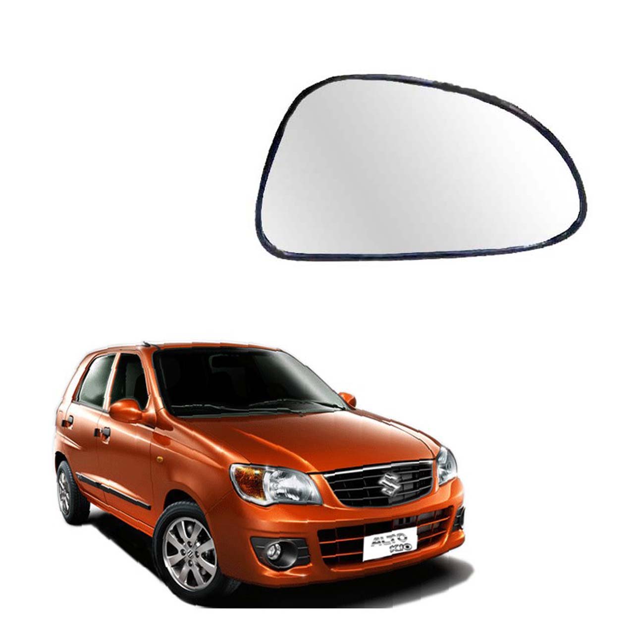 Car Right Side View Mirror Glass For Maruti Alto K10 2010 To 2014 Old Model Type 1