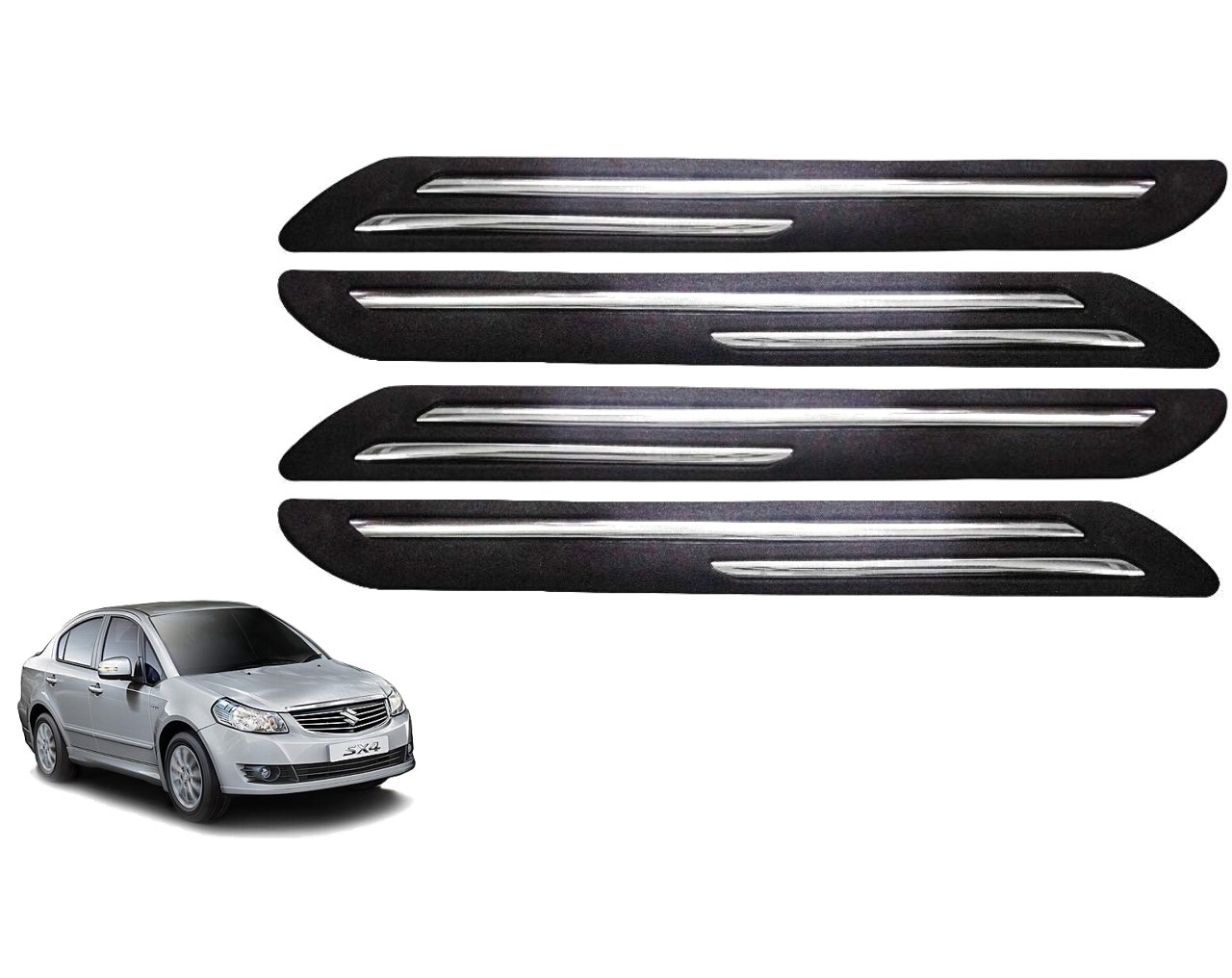 Car Bumper Guard/Bumper Protector Compatible with MARUTI SX4 (Set of 4 Pcs)