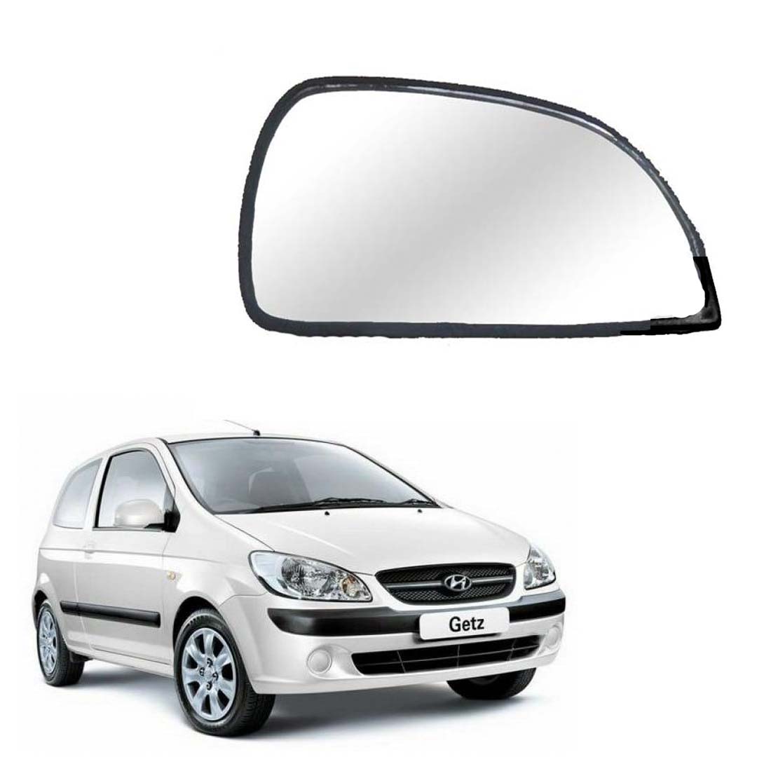 Car Right Side View Mirror Glass For Hyundai Getz Prime 2007 To 2011 Model Type-2