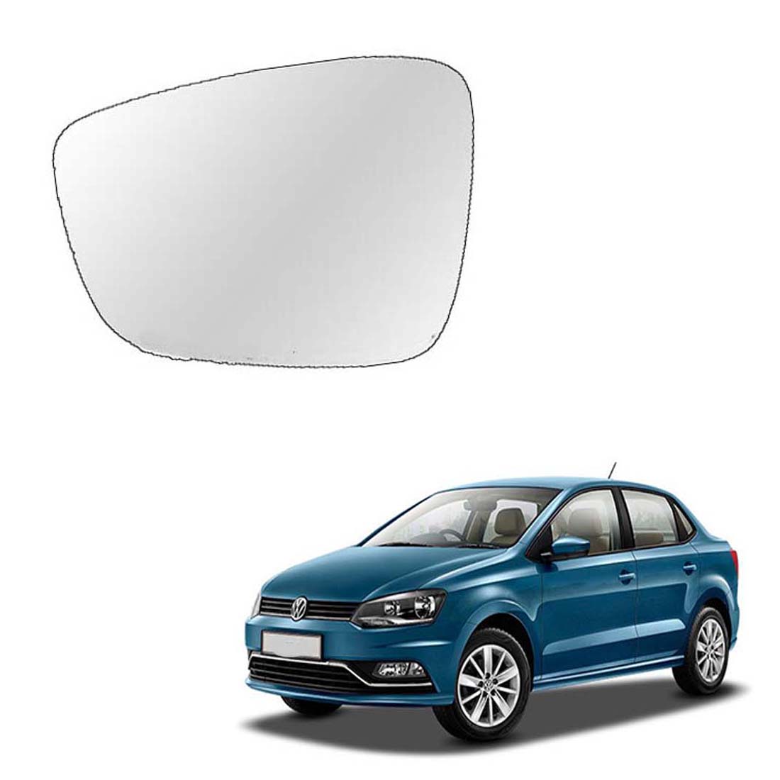 Car Left Side View Mirror Glass For Volkswagen VW Ameo 2016 To 2021 Model